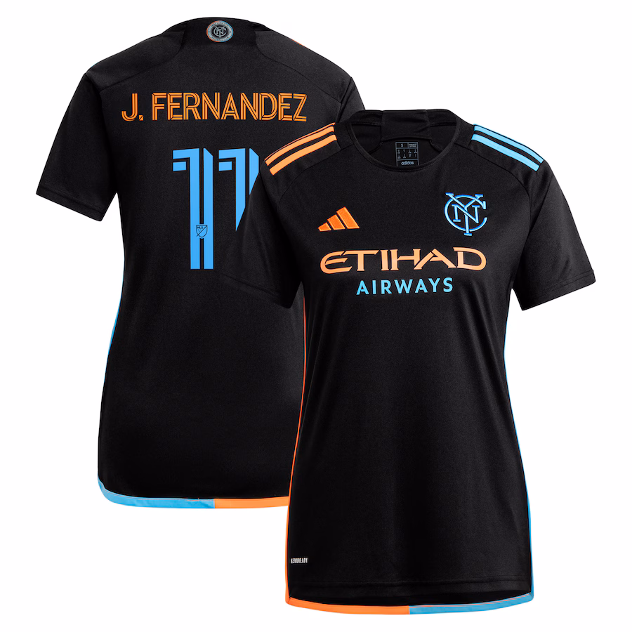 Women's New York City FC Julian Fernandez adidas Black 2024 24/7 Kit Replica Player Jersey - ujerseystore