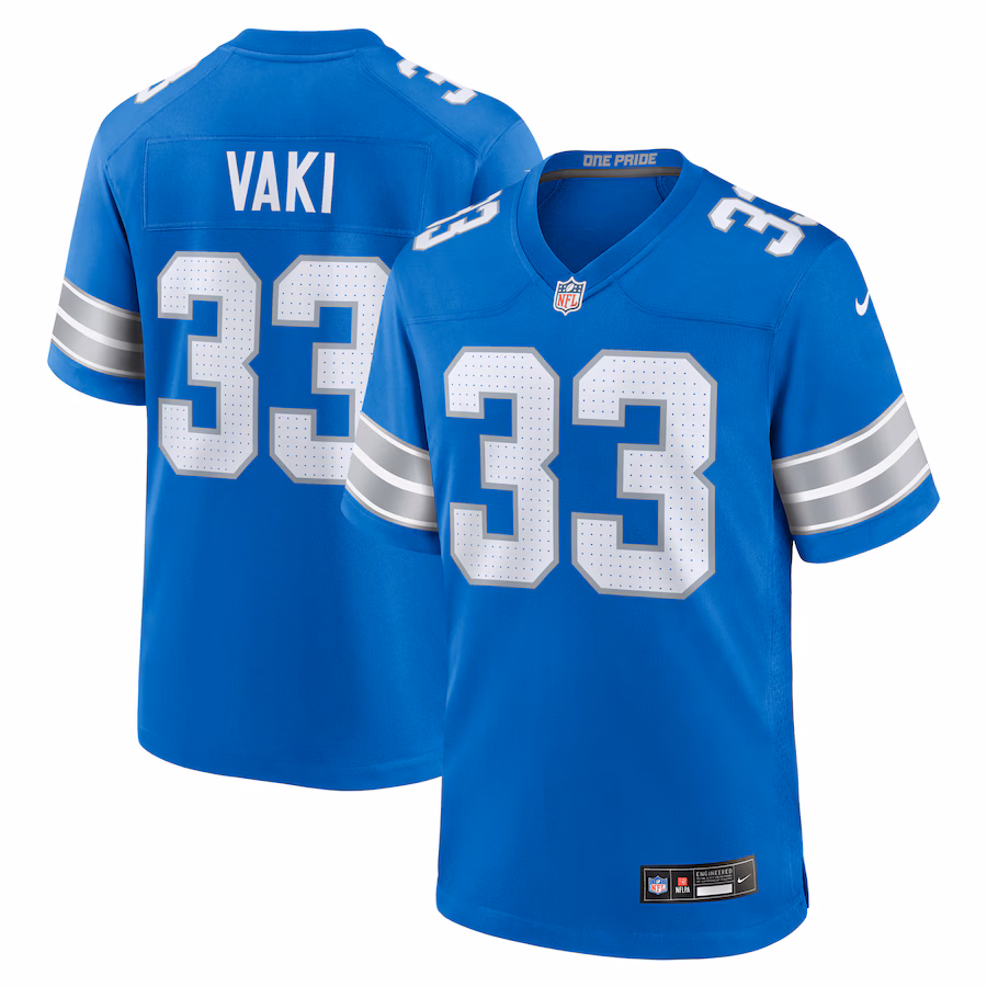 Men's Detroit Lions Sione Vaki Nike Blue Team Game Jersey - ujerseystore