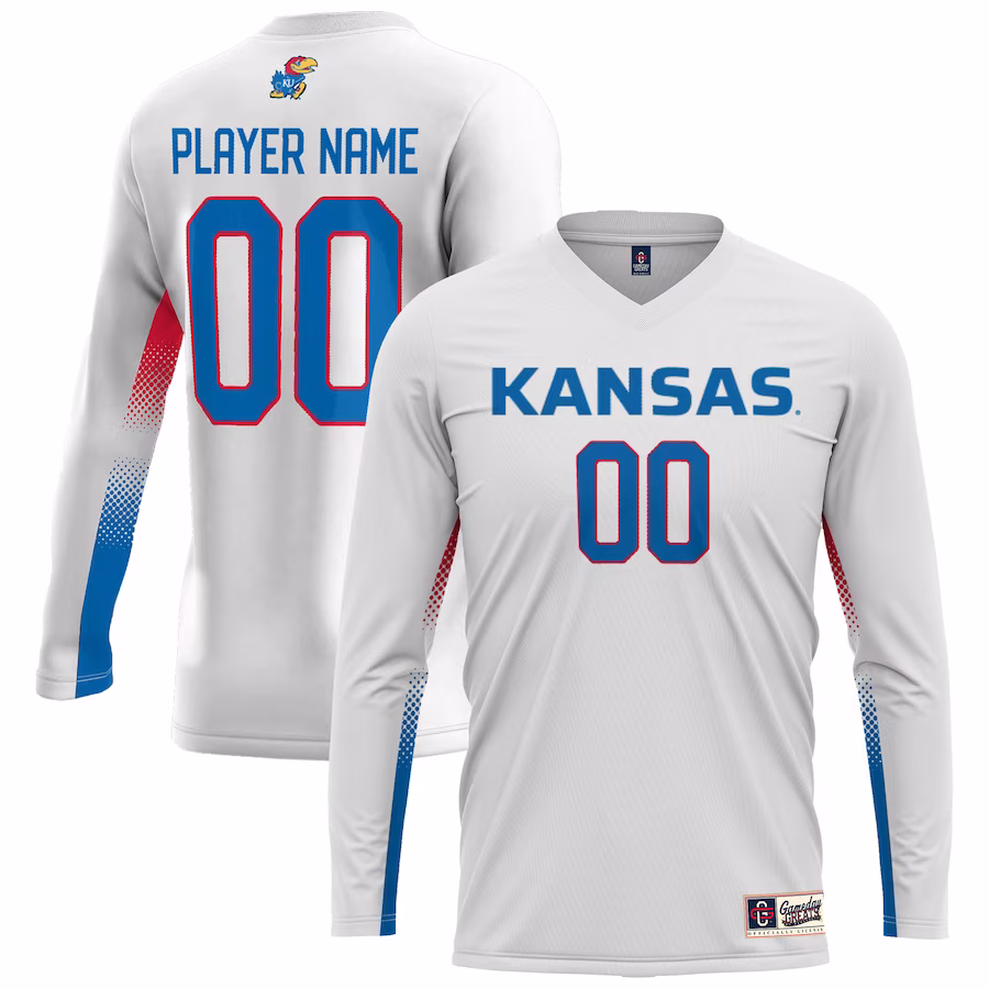 Kansas Jayhawks GameDay Greats Unisex NIL Pick-A-Player Lightweight Volleyball Jersey - White - ujerseystore