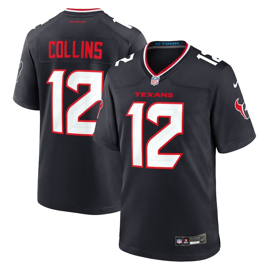 Men's Houston Texans Nico Collins Nike Navy Game Jersey - ujerseystore