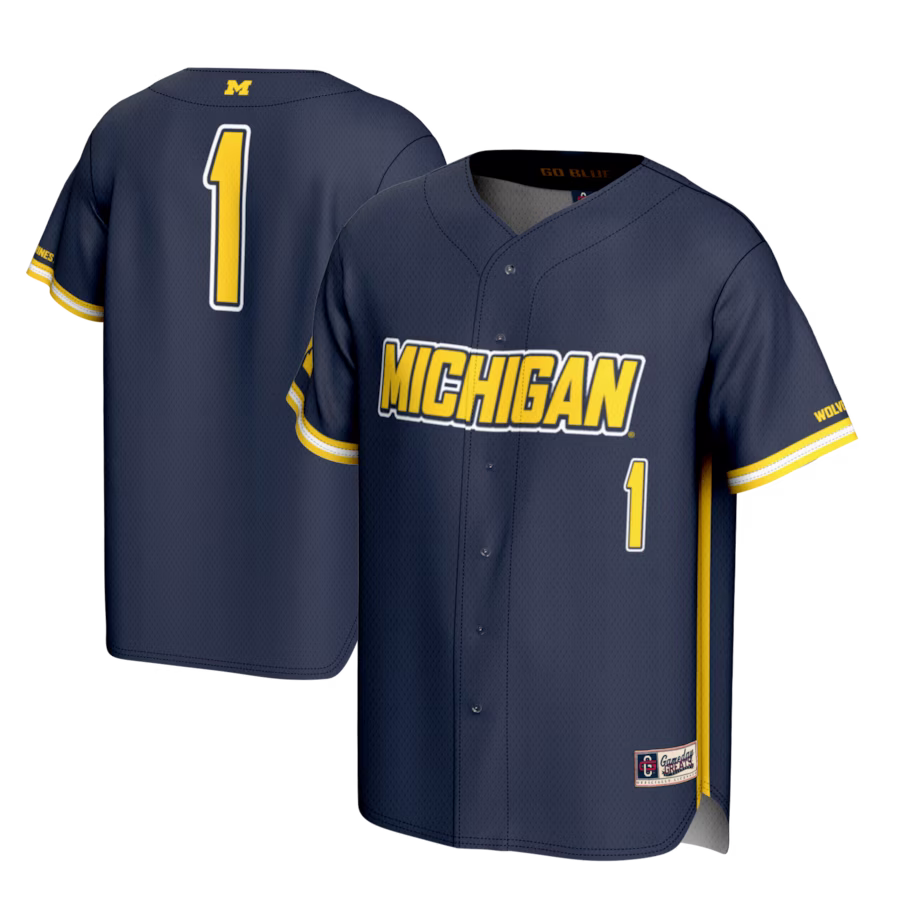 #1 Michigan Wolverines GameDay Greats Lightweight Baseball Fashion Jersey - Navy - ujerseystore