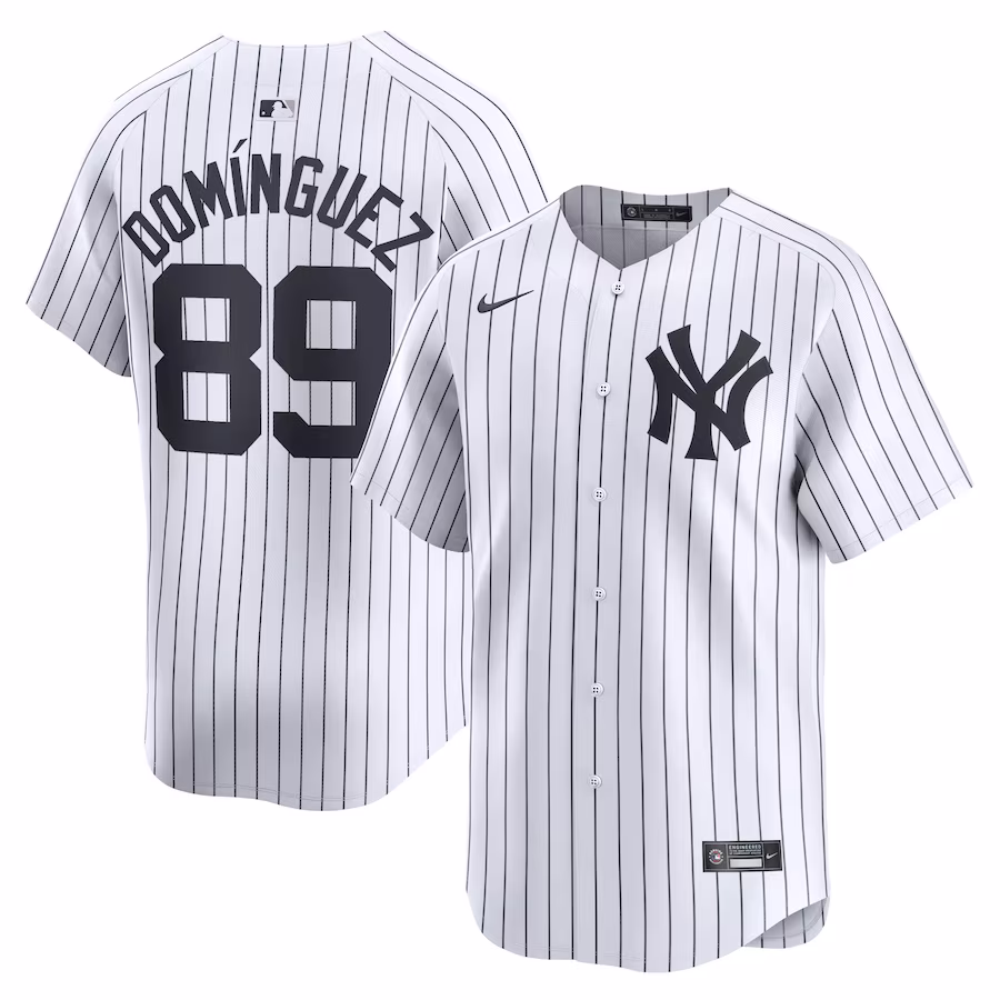 Men's New York Yankees Jasson Dominguez Nike White Home Limited Player Jersey - ujerseystore
