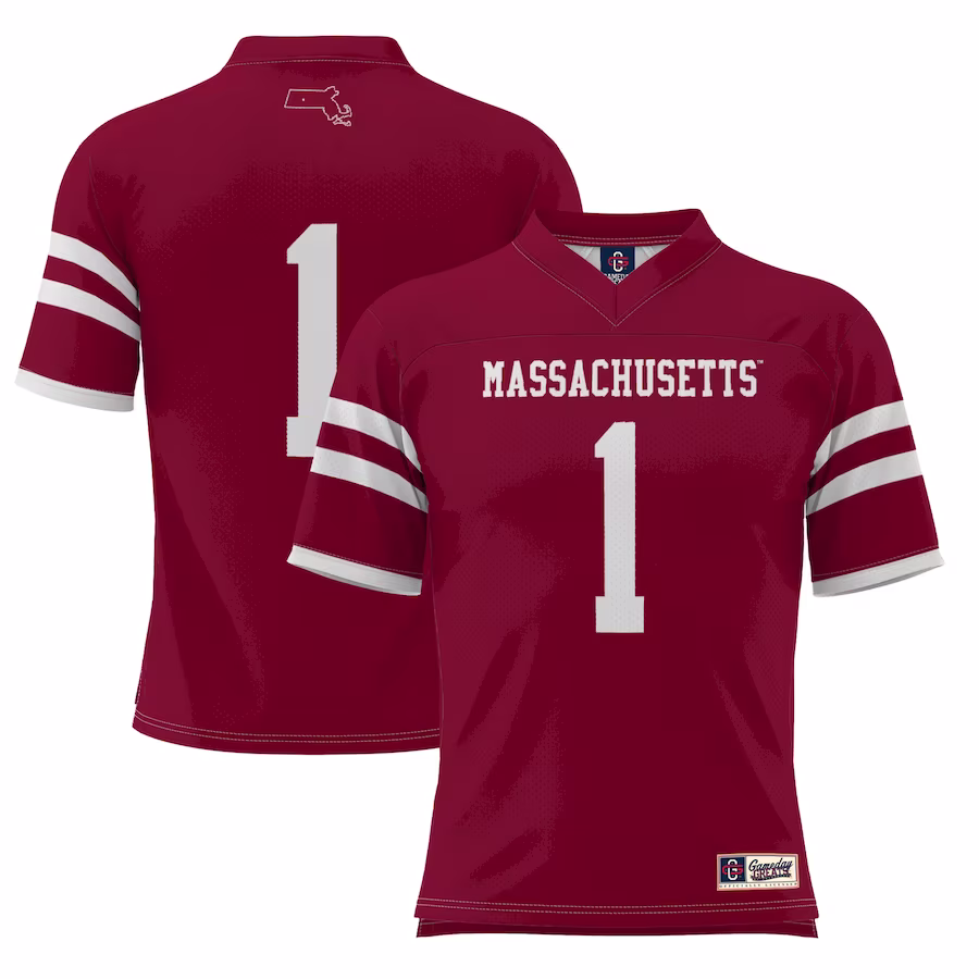 #1 UMass Minutemen GameDay Greats Youth Football Jersey - Maroon - ujerseystore