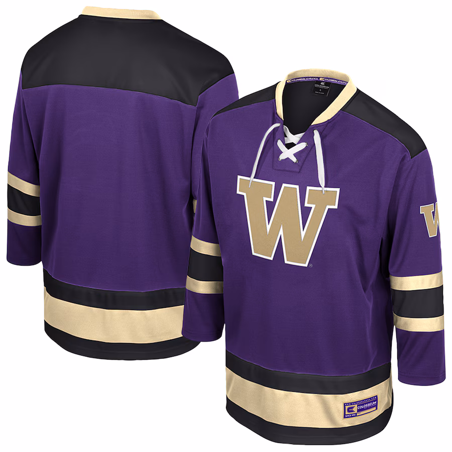 Men's Colosseum  Purple Washington Huskies Athletic Machine Fashion Hockey Jersey - ujerseystore