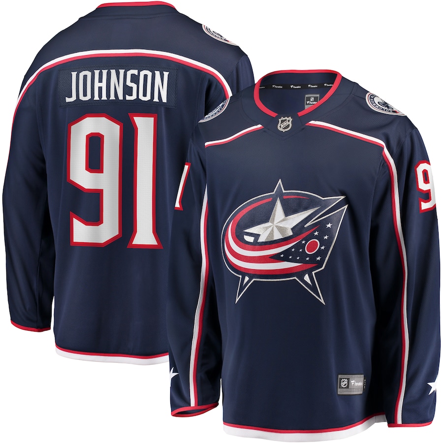 Men's Columbus Blue Jackets Kent Johnson Fanatics Navy Home Breakaway Jersey - ujerseystore