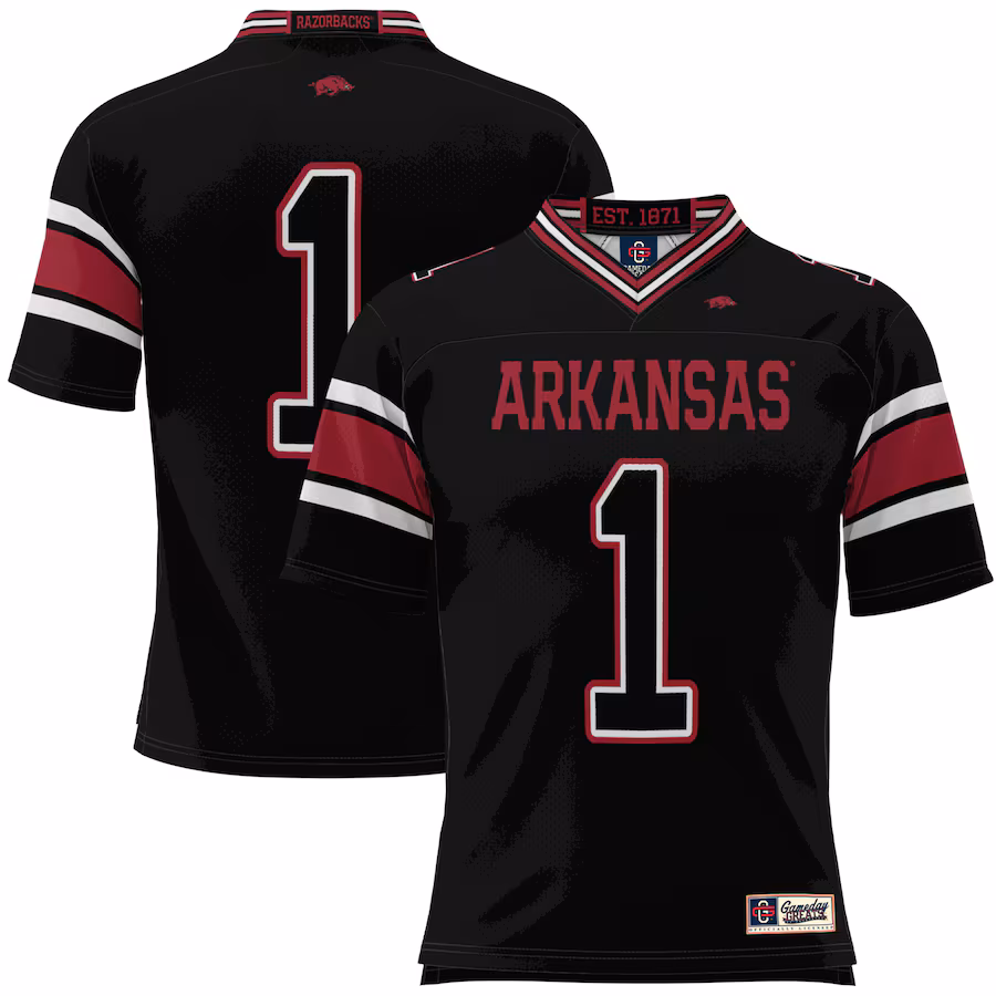 Youth GameDay Greats #1 Black Arkansas Razorbacks Football Jersey - ujerseystore