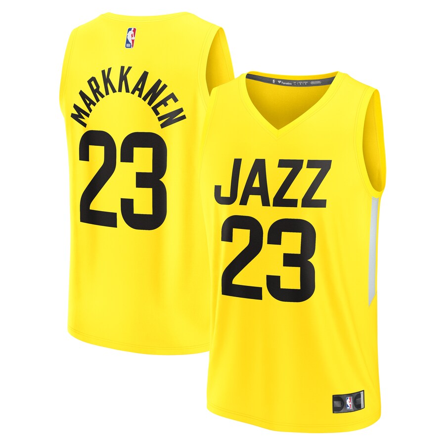 Youth Utah Jazz Lauri Markkanen Fanatics Yellow Fast Break Player Jersey - Icon Edition - ujerseystore