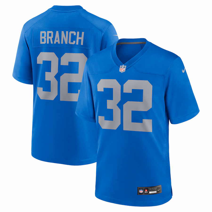 Men's Detroit Lions Brian Branch Nike Blue Alternate Game Jersey - ujerseystore