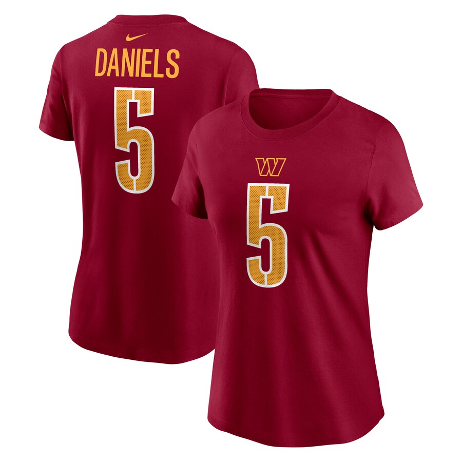Women's Washington Commanders Jayden Daniels Nike Burgundy  Name & Number T-Shirt - ujerseystore
