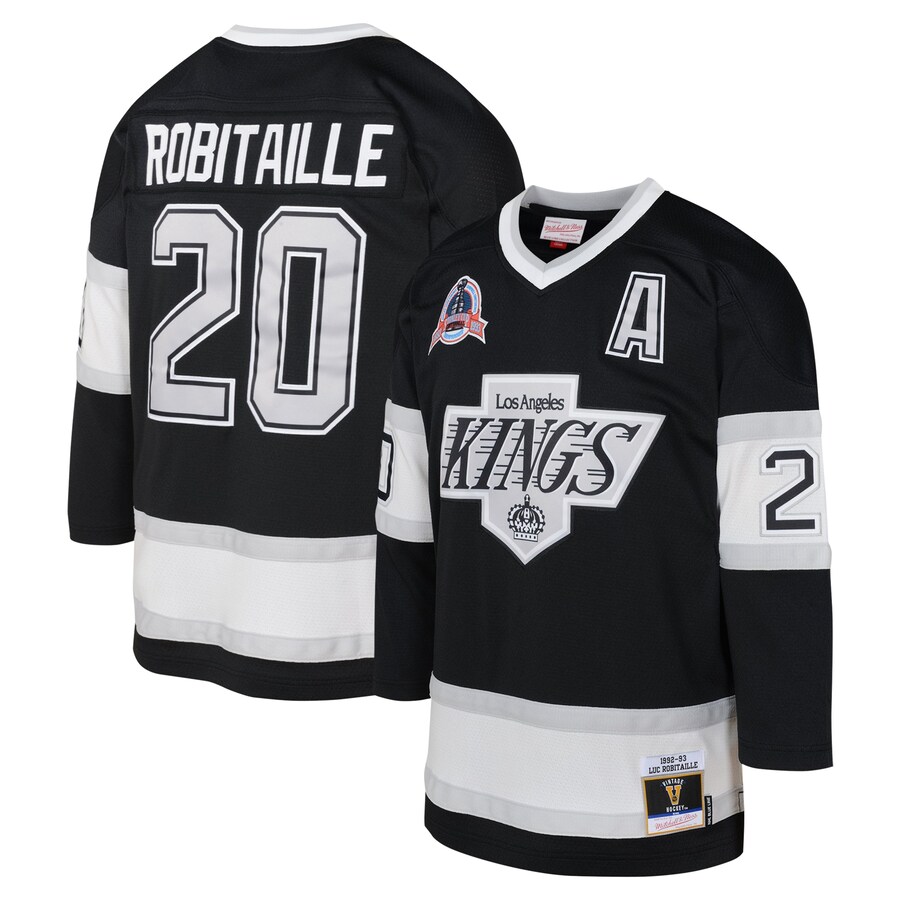 Youth Los Angeles Kings Luc Robitaille Mitchell & Ness Black 1992 Blue Line Player Jersey - ujerseystore