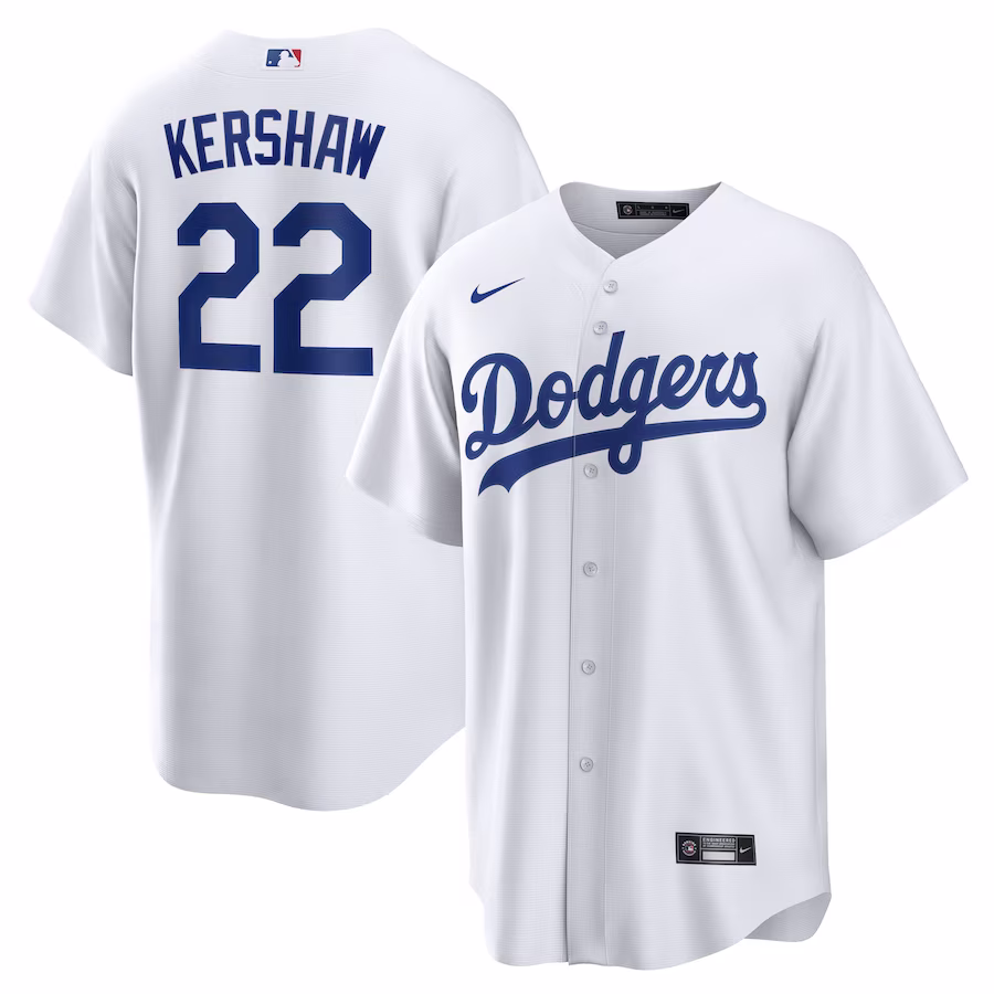 Men's Los Angeles Dodgers Clayton Kershaw Nike White Home Replica Player Name Jersey - ujerseystore