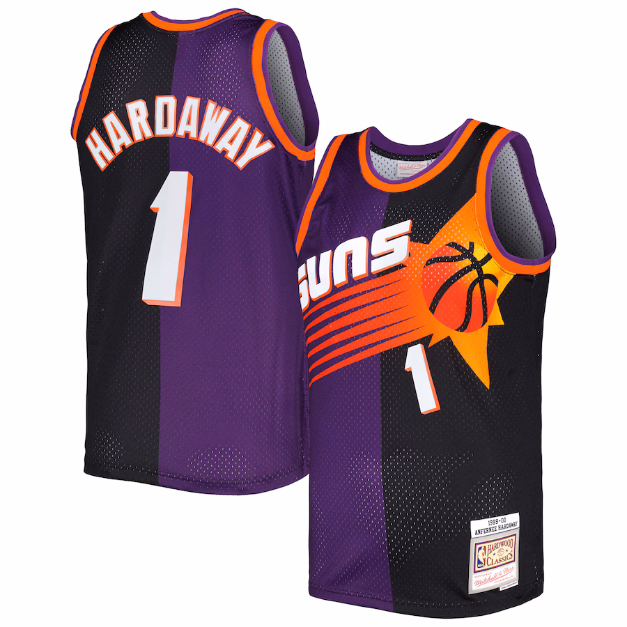 Men's Phoenix Suns Penny Hardaway Mitchell & Ness Purple/Black Hardwood Classics 1999/00 Split Swingman Jersey - ujerseystore