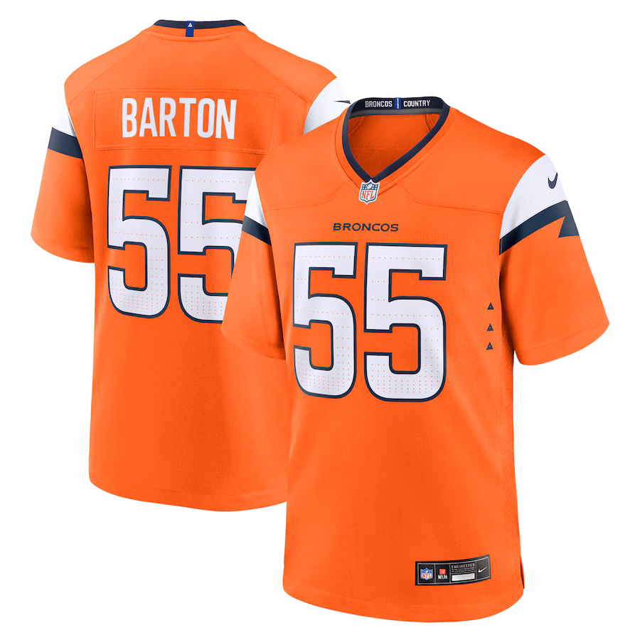 Men's Denver Broncos Cody Barton Nike  Orange Game Jersey - ujerseystore
