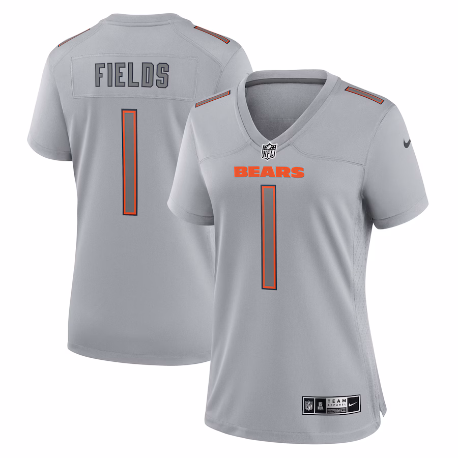 Women's Chicago Bears Justin Fields Nike Gray Atmosphere Fashion Game Jersey - ujerseystore