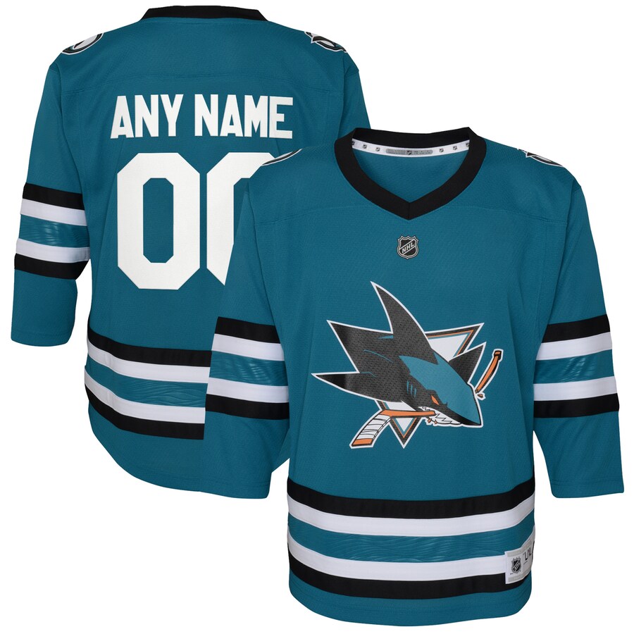 Youth San Jose Sharks Teal Home Replica Custom Jersey - ujerseystore
