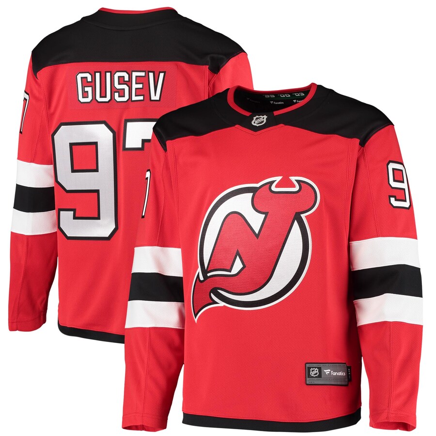 Men's New Jersey Devils Nikita Gusev Fanatics Branded Red 2020/21 Home Breakaway Player Jersey - ujerseystore