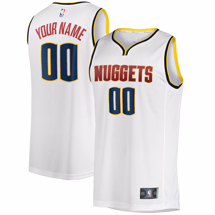 Men's Denver Nuggets Fanatics White Fast Break Custom Replica Jersey - Association Edition - ujerseystore