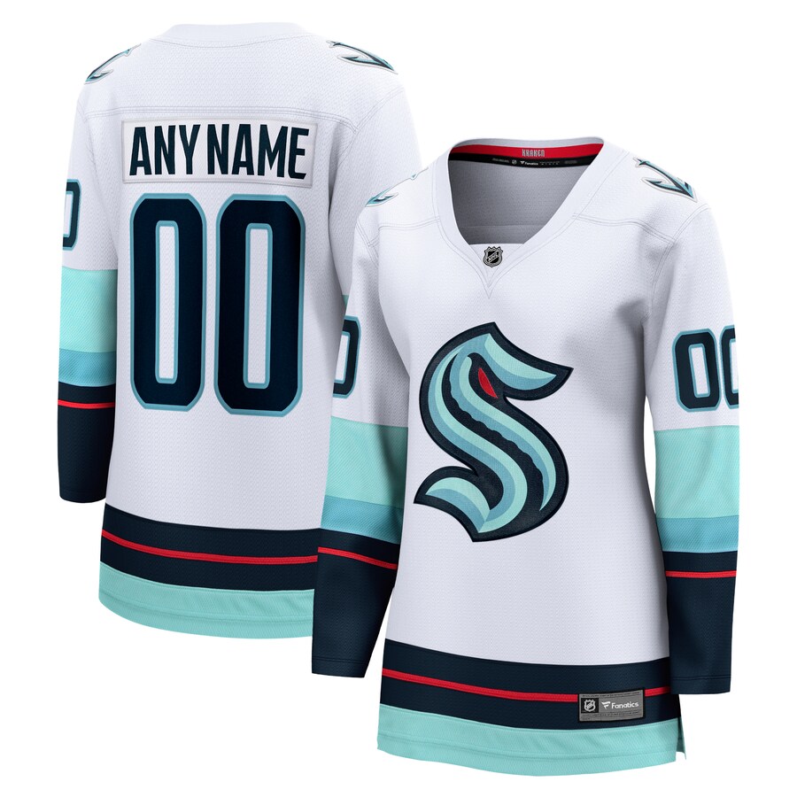 Women's Seattle Kraken Fanatics Branded White Away Breakaway Custom Jersey - ujerseystore
