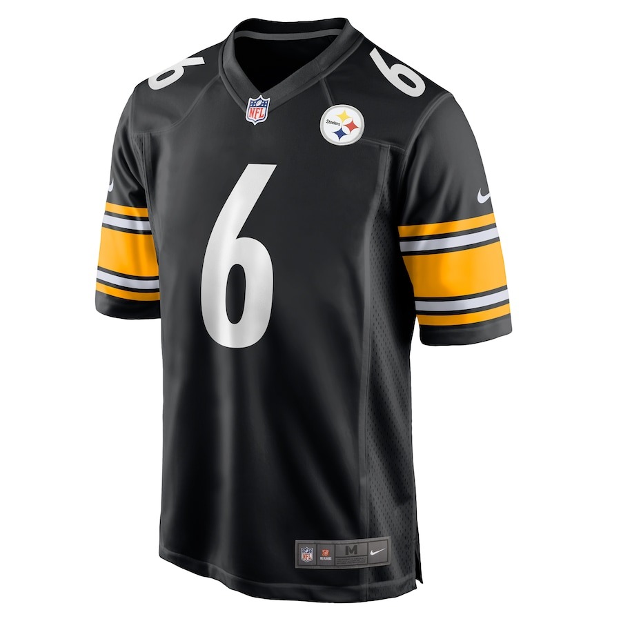 Men's Pittsburgh Steelers Patrick Queen Nike Black Game Player Jersey - ujerseystore
