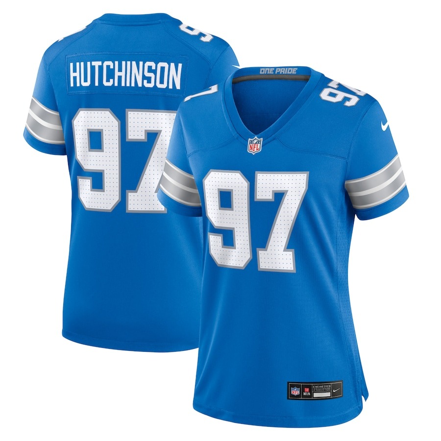 Women's Detroit Lions Aidan Hutchinson Nike Blue Game Jersey - ujerseystore