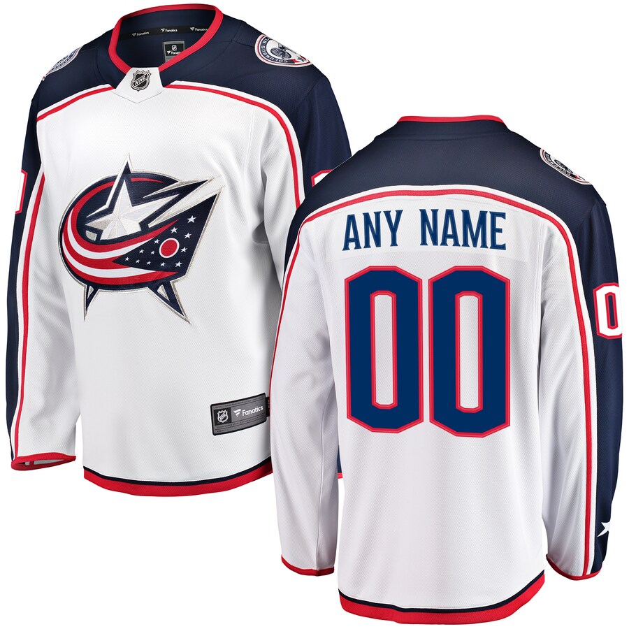 Men's Columbus Blue Jackets Fanatics Branded White Away Breakaway Custom Jersey - ujerseystore