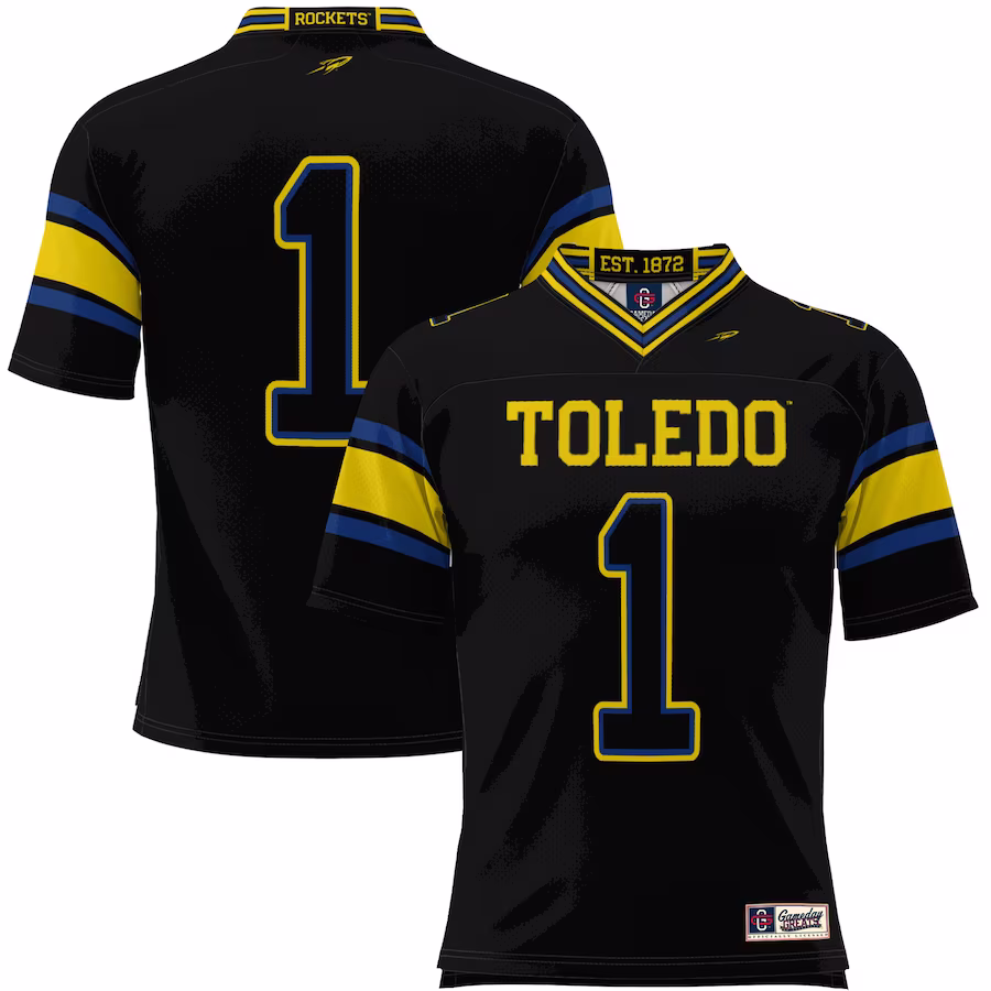 #1 Toledo Rockets GameDay Greats Youth Endzone Football Jersey - Black - ujerseystore
