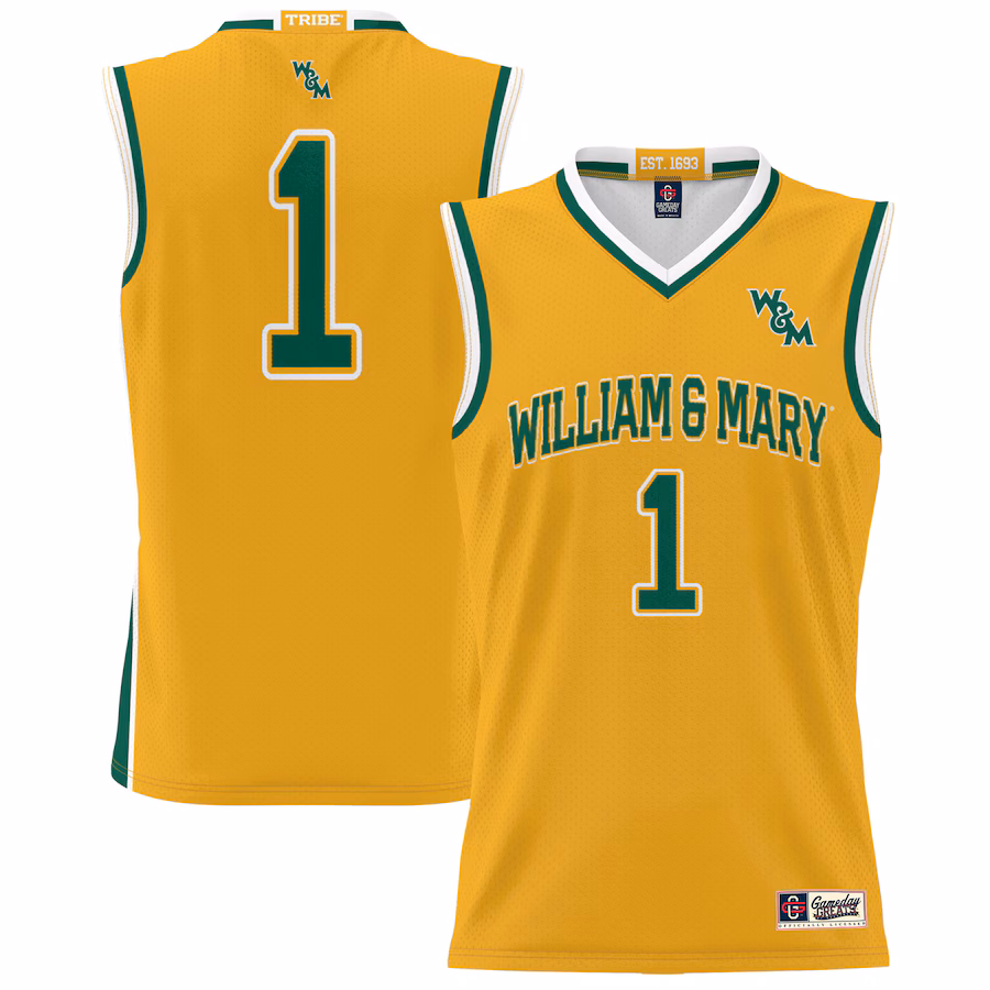 Youth GameDay Greats #1 Gold William & Mary Tribe Lightweight Basketball Jersey - ujerseystore