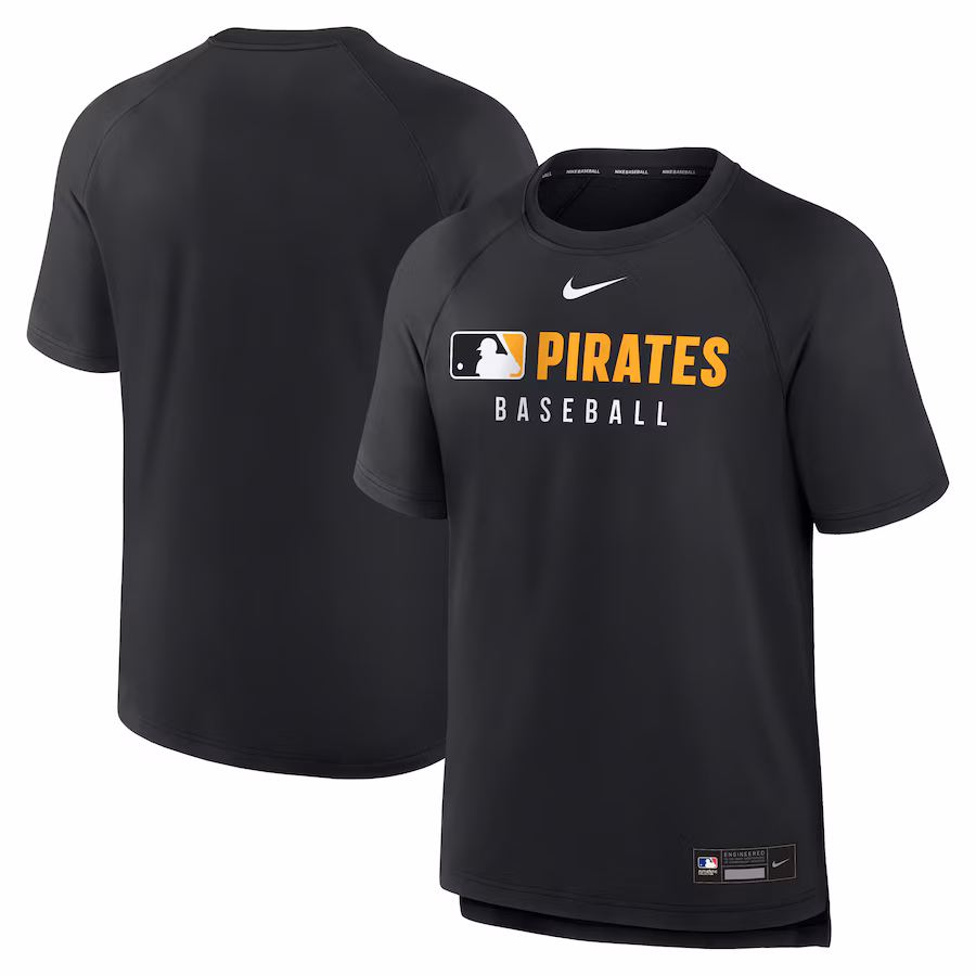 Men's Pittsburgh Pirates Nike Black Authentic Collection Pregame Raglan Performance T-Shirt - ujerseystore