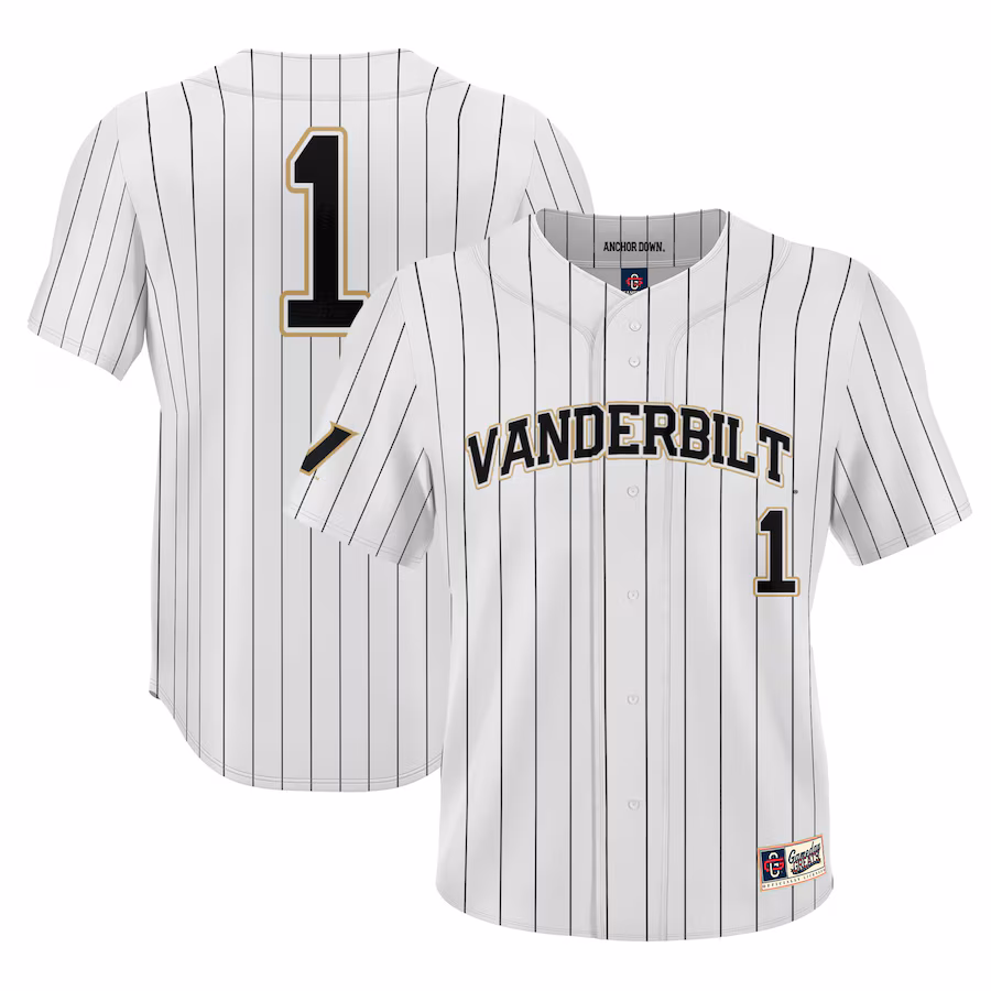 #1 Vanderbilt Commodores GameDay Greats Lightweight Baseball Jersey - White - ujerseystore
