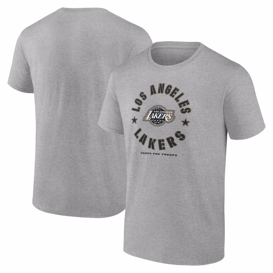 Men's Los Angeles Lakers Heather Gray Hoops for Troops T-Shirt - ujerseystore