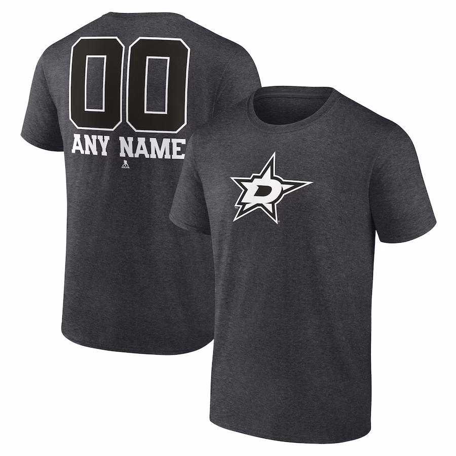Men's Dallas Stars Charcoal Monochrome Personalized Name & Number T-Shirt - ujerseystore