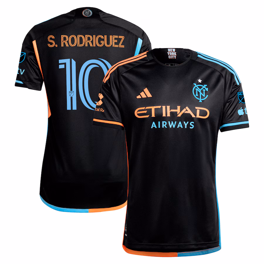 Men's New York City FC Santiago Rodríguez adidas Black 2024 24/7 Kit Authentic Player Jersey - ujerseystore