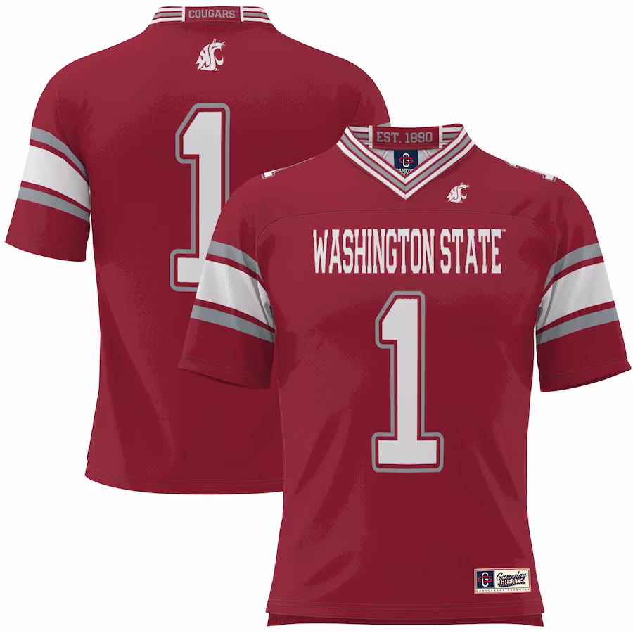 #1 Washington State Cougars GameDay Greats Football Jersey - Crimson - ujerseystore