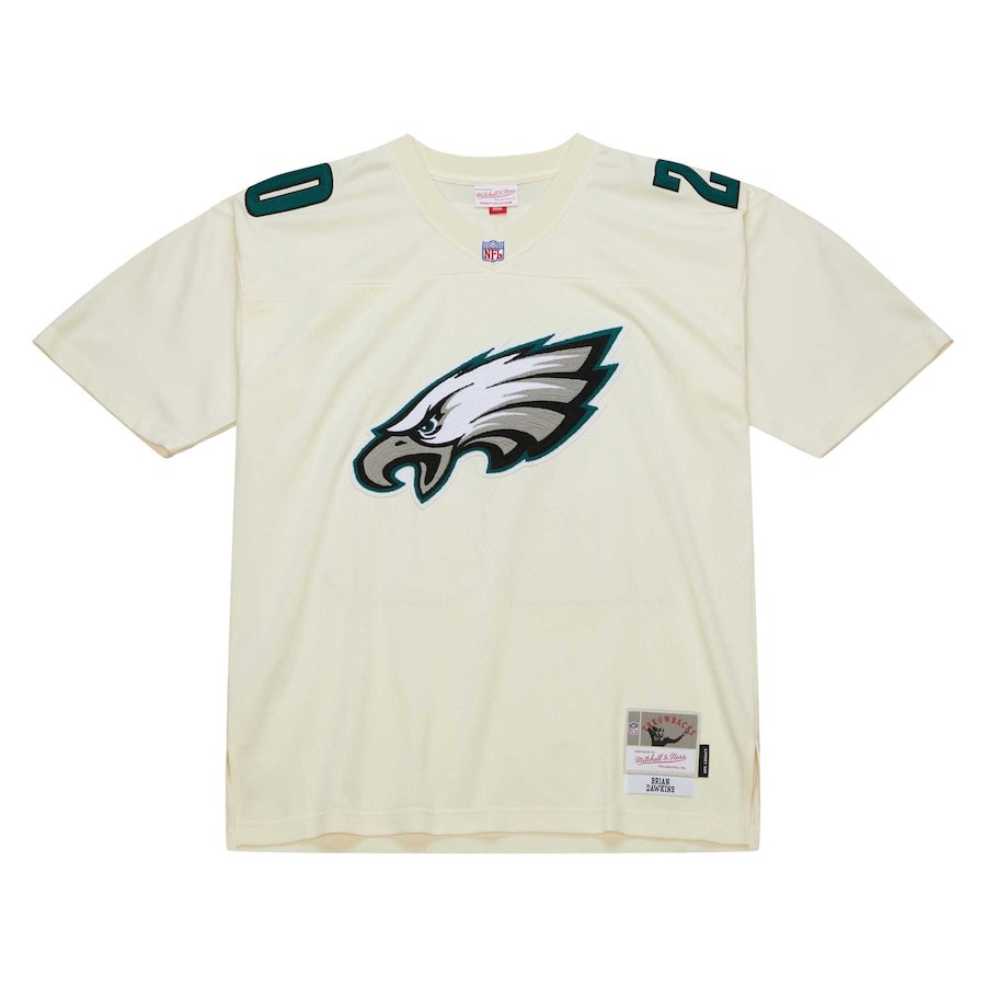 Men's Philadelphia Eagles Brian Dawkins Mitchell & Ness Cream Chainstitch Legacy Jersey - ujerseystore