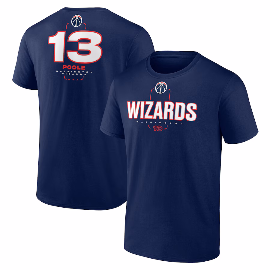 Men's Washington Wizards Jordan Poole Navy Behind The Back Name & Number T-Shirt - ujerseystore