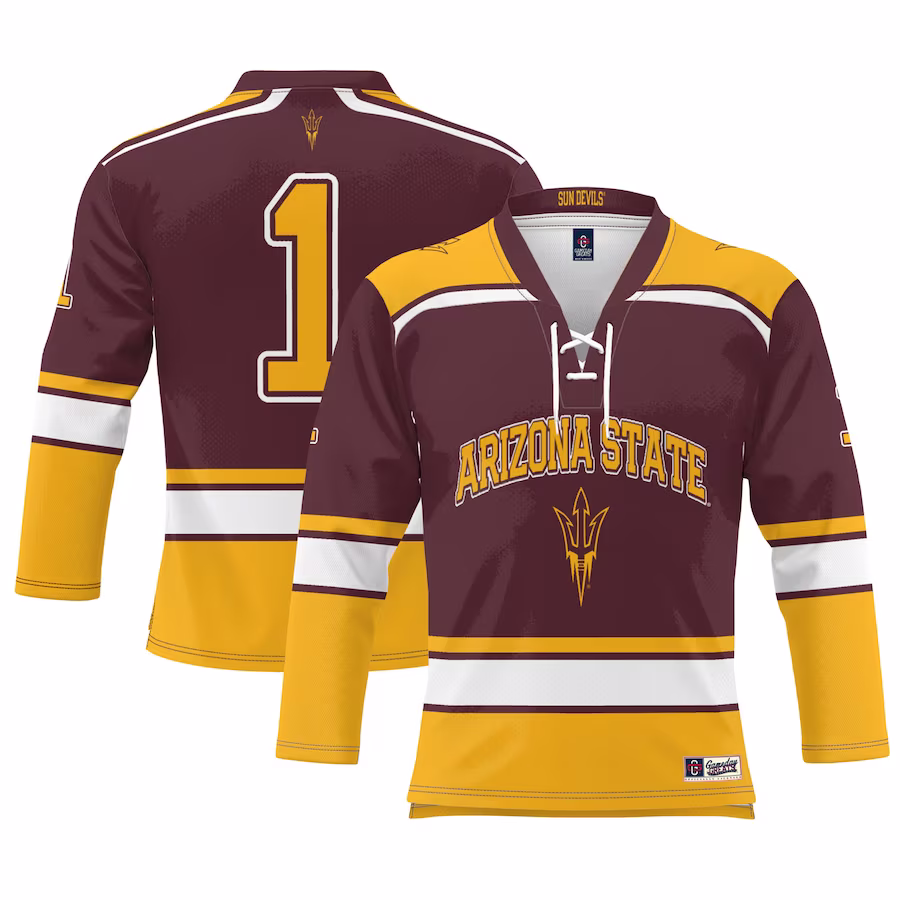 #1 Arizona State Sun Devils GameDay Greats Men's Ice Hockey Fashion Jersey - Maroon - ujerseystore