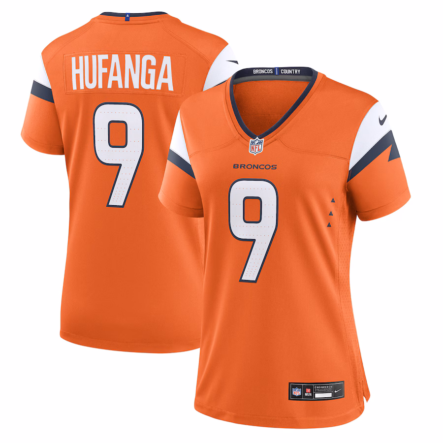 Women's Denver Broncos Talanoa Hufanga Nike  Orange Team Game Jersey - ujerseystore