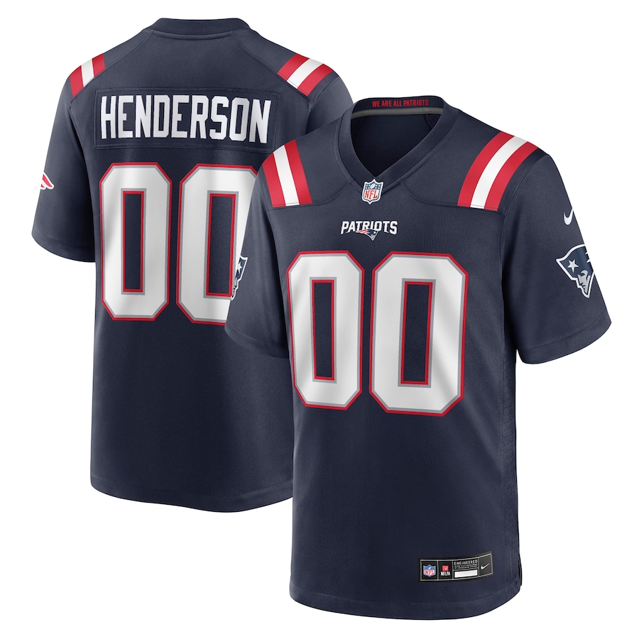 Men's New England Patriots TreVeyon Henderson Nike Navy 2025 NFL Draft Game Jersey - ujerseystore