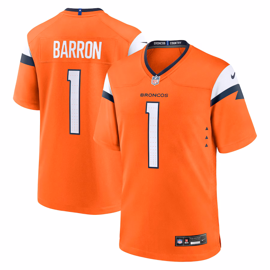 Men's Denver Broncos Jahdae Barron Nike Orange 2025 NFL Draft First Round Pick Game Jersey - ujerseystore