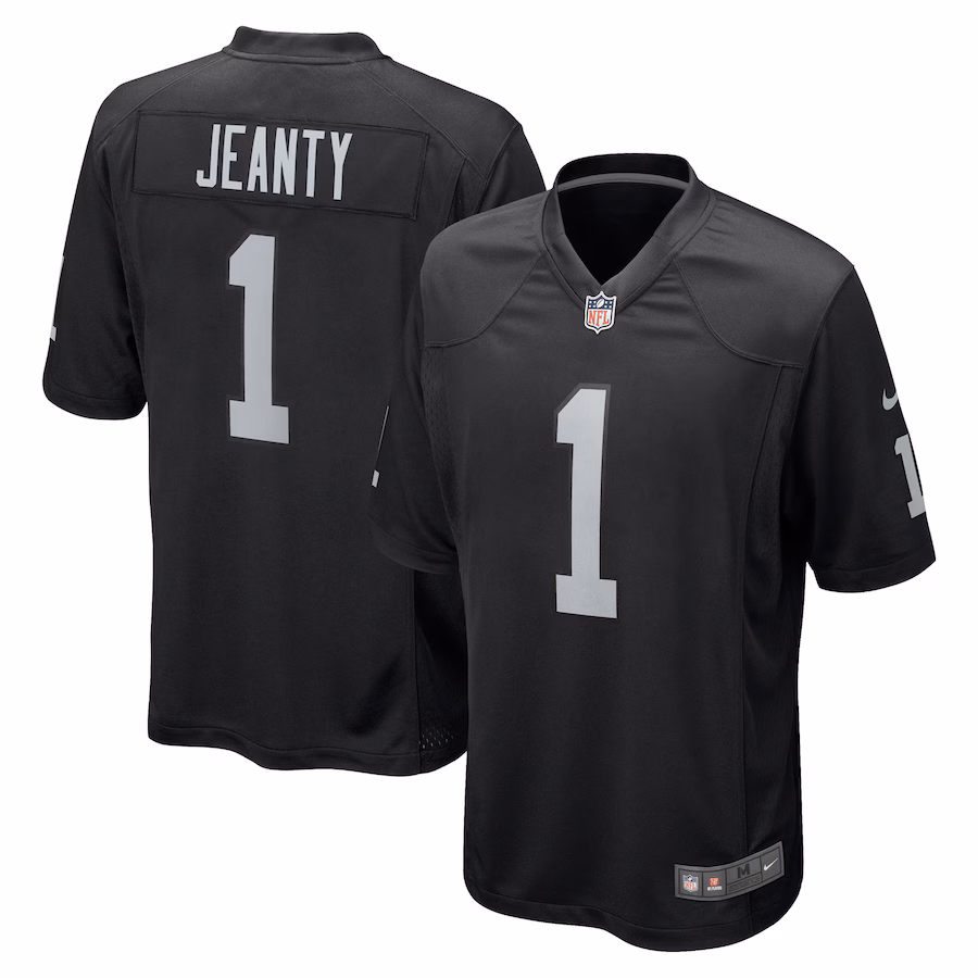 Men's Las Vegas Raiders Ashton Jeanty Nike Black 2025 NFL Draft First Round Pick Game Jersey - ujerseystore