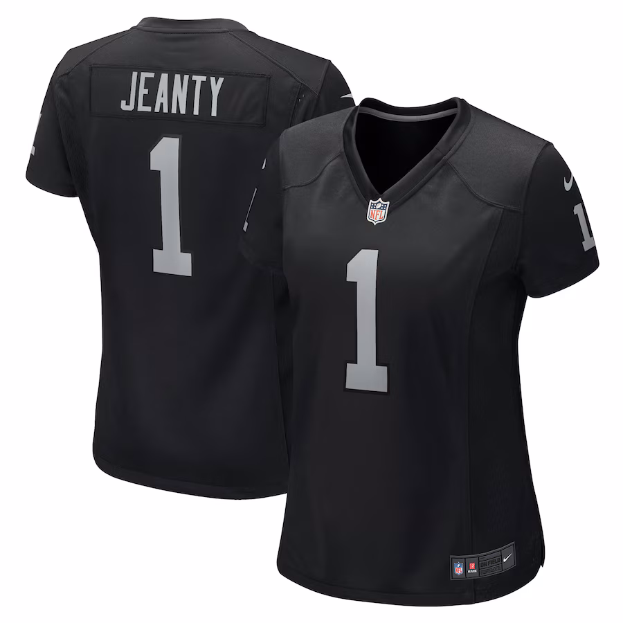 Women's Las Vegas Raiders Ashton Jeanty Nike Black 2025 NFL Draft First Round Pick Team Game Jersey - ujerseystore