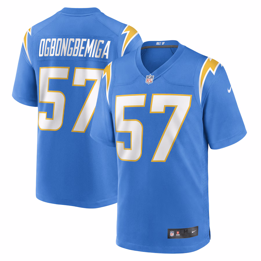 Men's Los Angeles Chargers Amen Ogbongbemiga Nike Powder Blue Game Player Jersey - ujerseystore