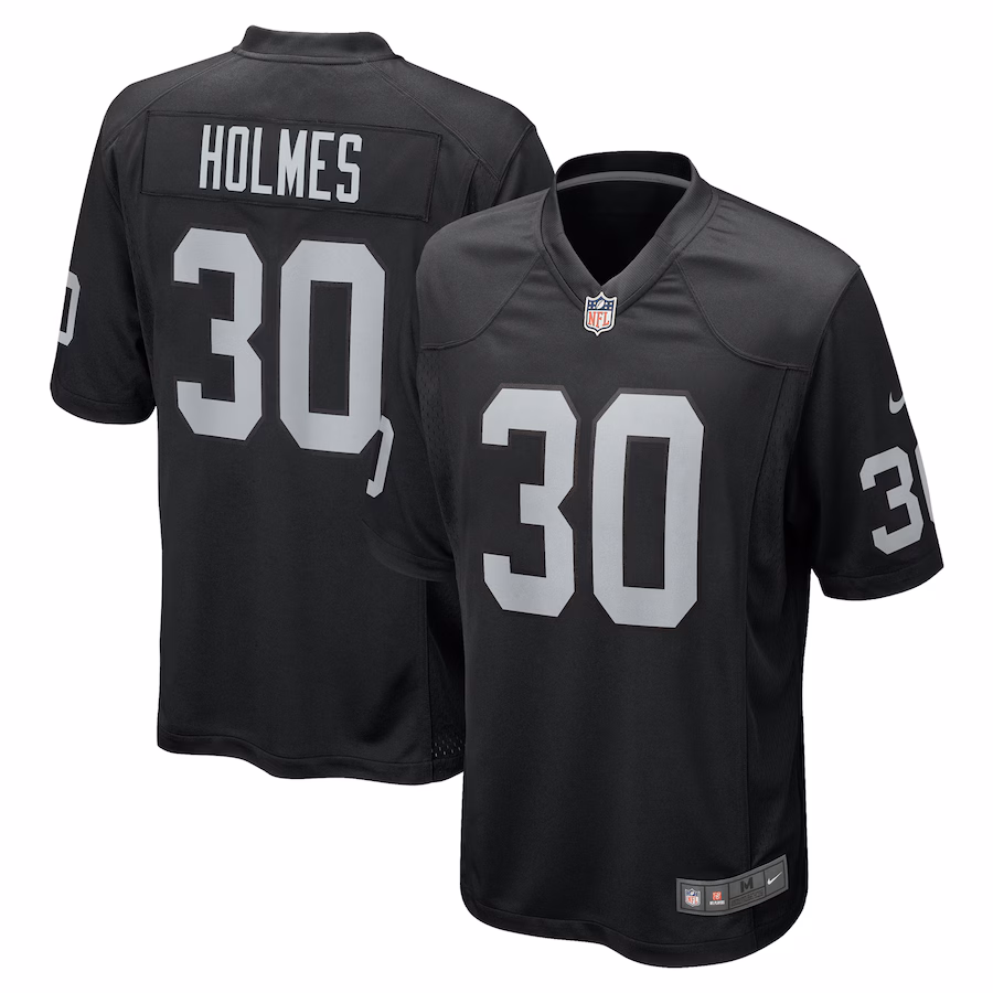 Men's Las Vegas Raiders Darnay Holmes Nike Black Team Game Jersey - ujerseystore
