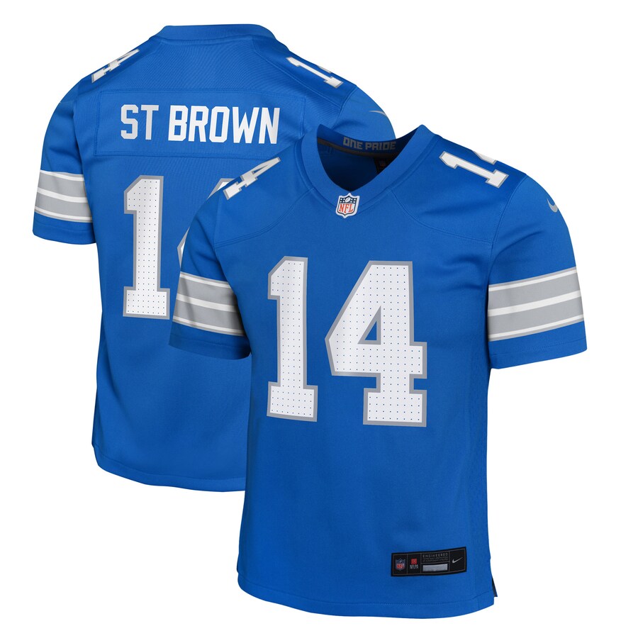 Youth Detroit Lions Amon-Ra St. Brown Nike Blue Game Jersey - ujerseystore