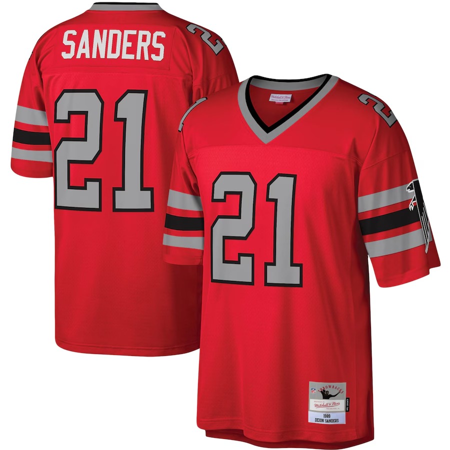 Men's Atlanta Falcons Deion Sanders Mitchell & Ness Red Legacy Replica Jersey - ujerseystore