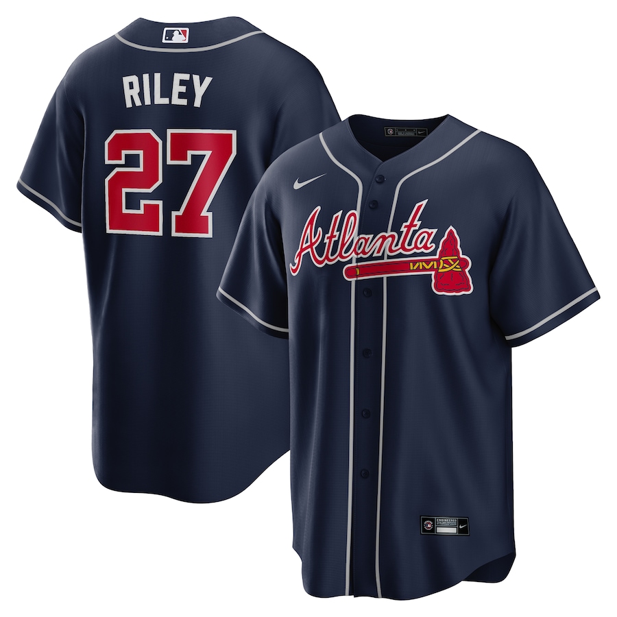 Men's Atlanta Braves Austin Riley Nike Navy Alternate Replica Jersey - ujerseystore