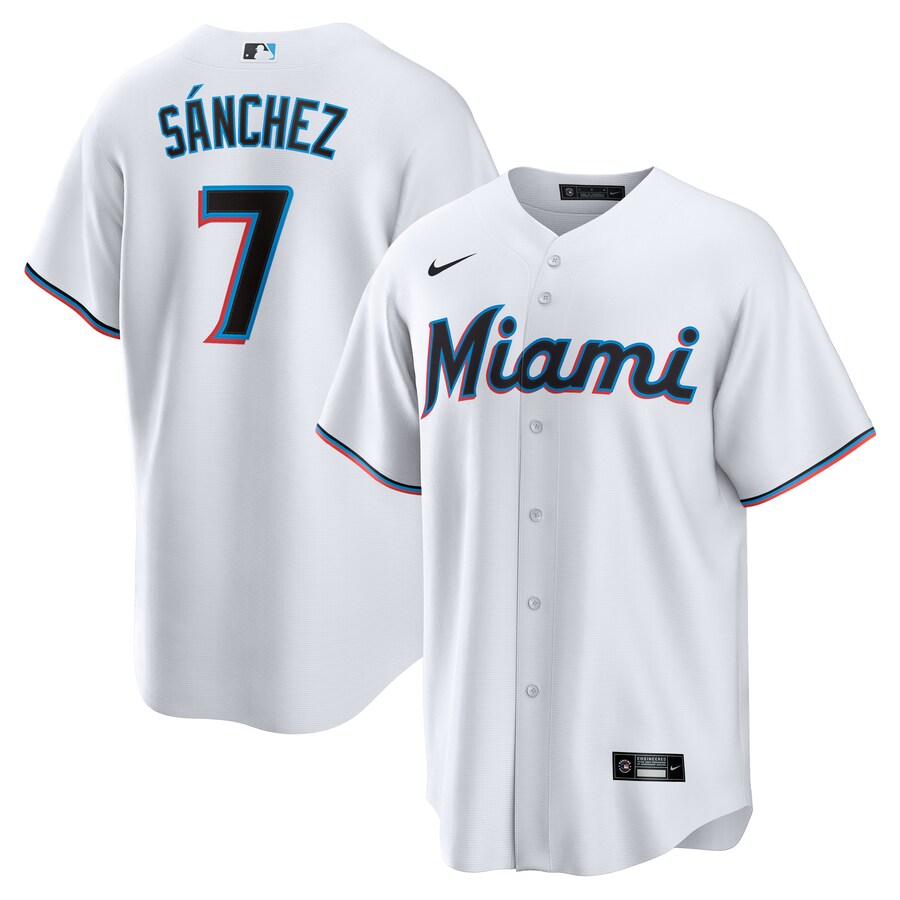 Men's Miami Marlins Jesús Sánchez Nike White Home Replica Player Jersey - ujerseystore