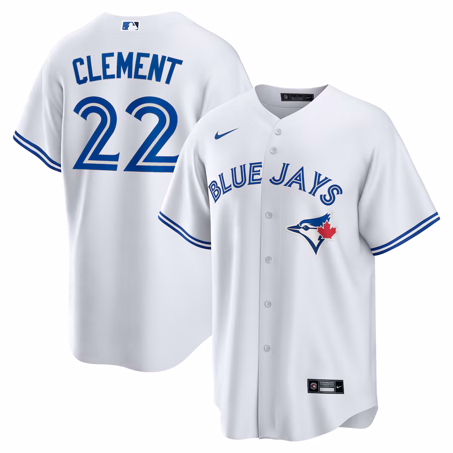 Men's Toronto Blue Jays Ernie Clement Nike White Home Replica Jersey - ujerseystore