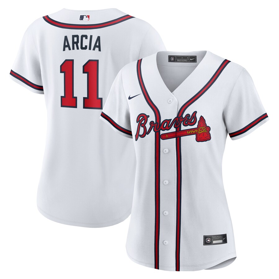Women's Atlanta Braves Orlando Arcia Nike White Home Replica Jersey - ujerseystore