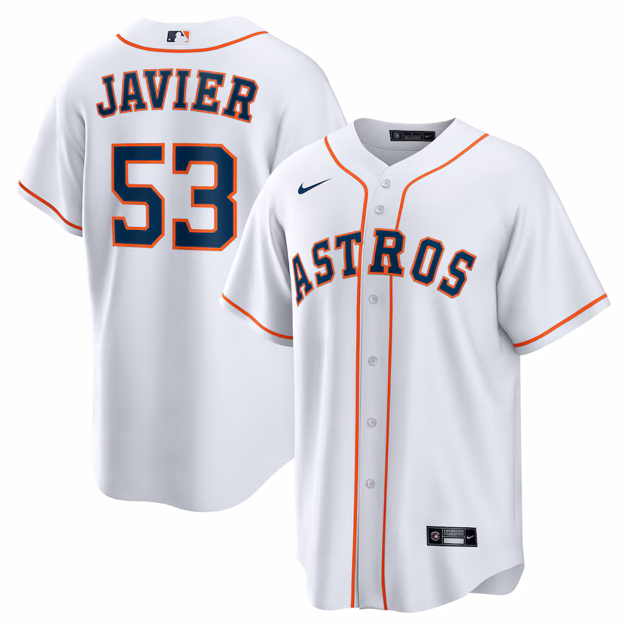 Men's Houston Astros Cristian Javier Nike White Home Replica Jersey - ujerseystore